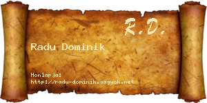 Radu Dominik névjegykártya